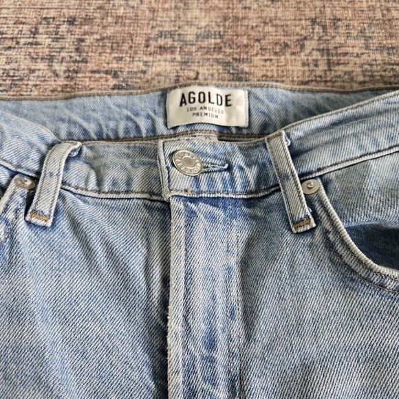 AGOLDE Toni Mid Rise Skinny in Daylight Light Blue Denim Jeans Ankle Cropped 25 - Picture 7 of 9
